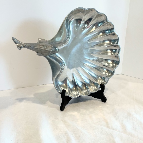 Pewtarex Serving Platter Scallop Shell and Fish Handle - Picture 8 of 13